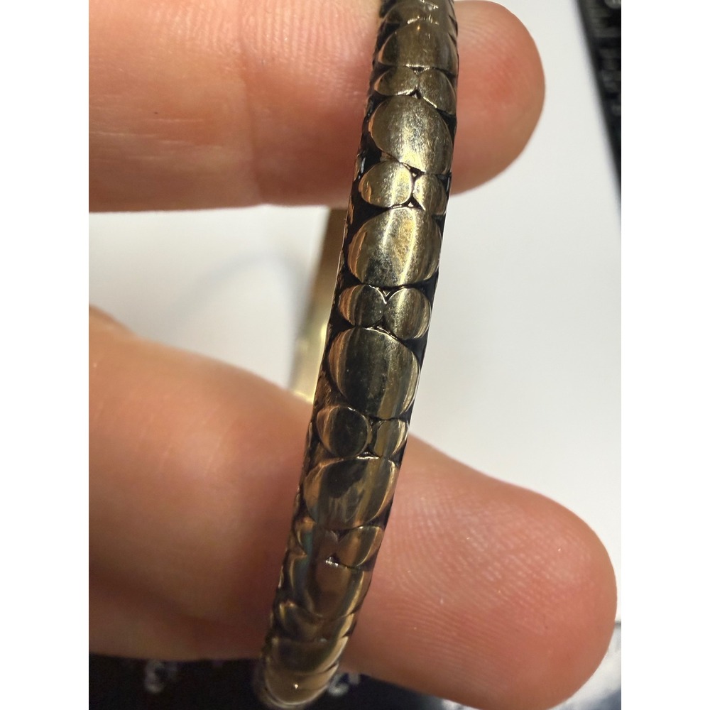 Monet Gold Tone Textured Pebble Bangle Bracelet Vintage Stamped Jewelry